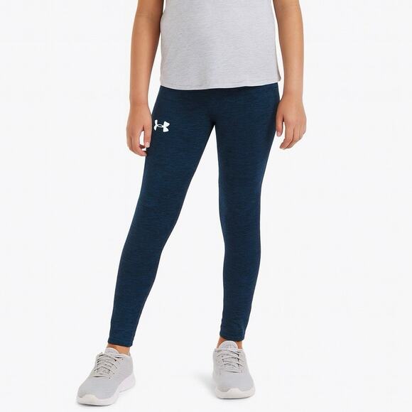 Under Armour Leggings Girls M Gray Logo Skinny Activewear Athleisure Comfortable - Picture 1 of 5